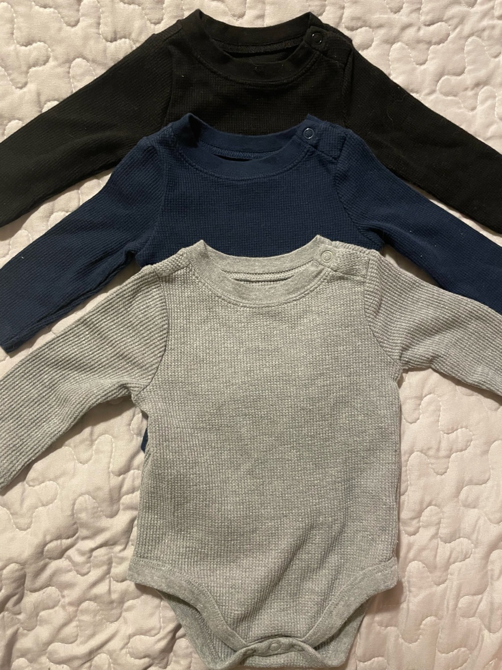 Garanimals 3pcs Baby Long-Sleeve Waffle Knit Top - Gray, Black & Navy NWOT